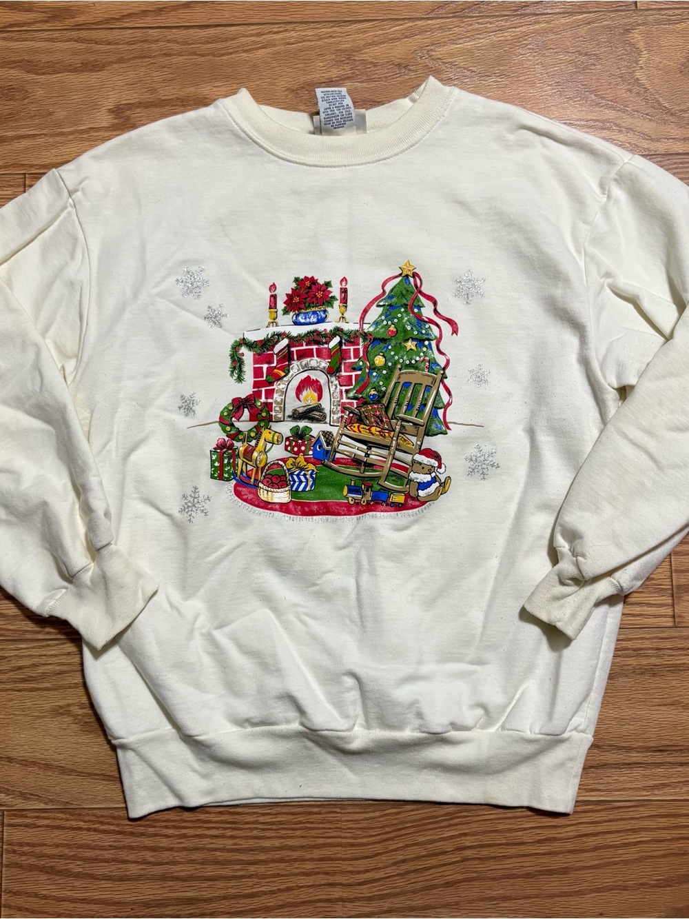 Vintage 90s Pullover Christmas Holiday Crewneck Sweatshirt Large Granny